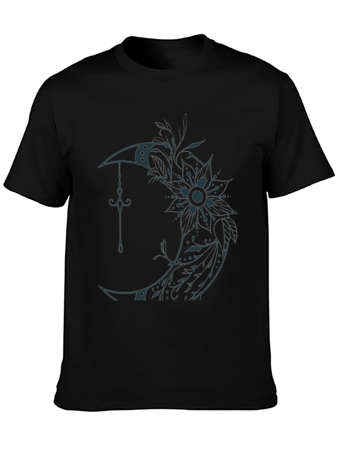 Moon Flower Graphic T-Shirt - Black