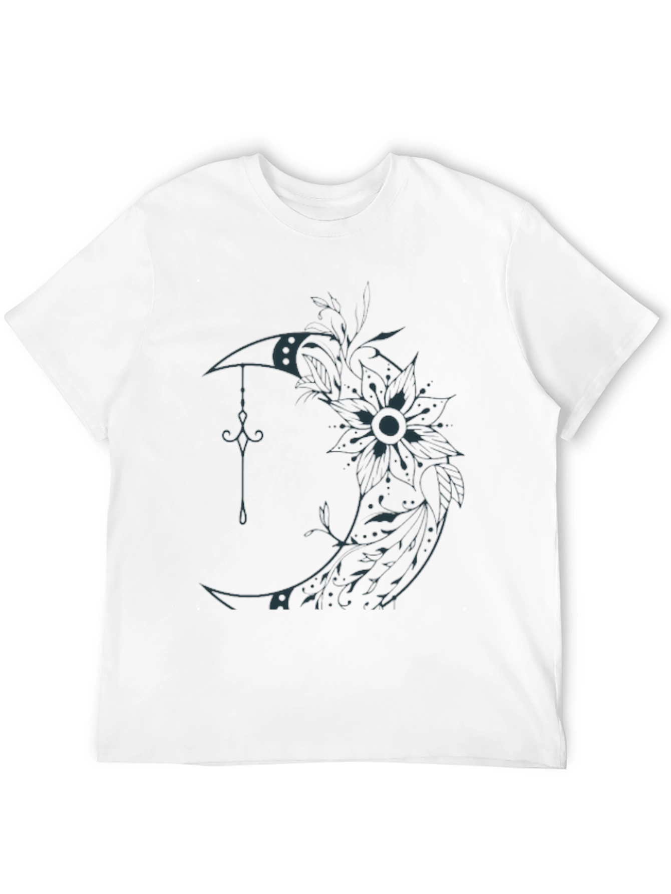 Moon Flower Graphic T-Shirt - Black
