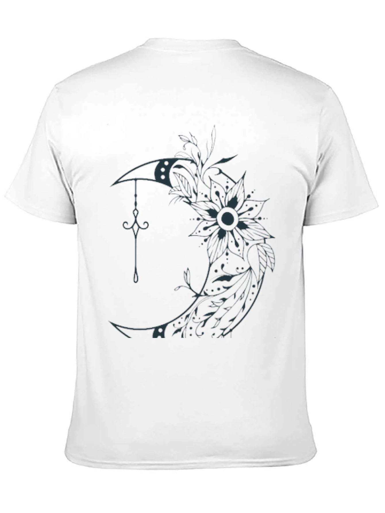 Moon Flower Graphic T-Shirt - Black