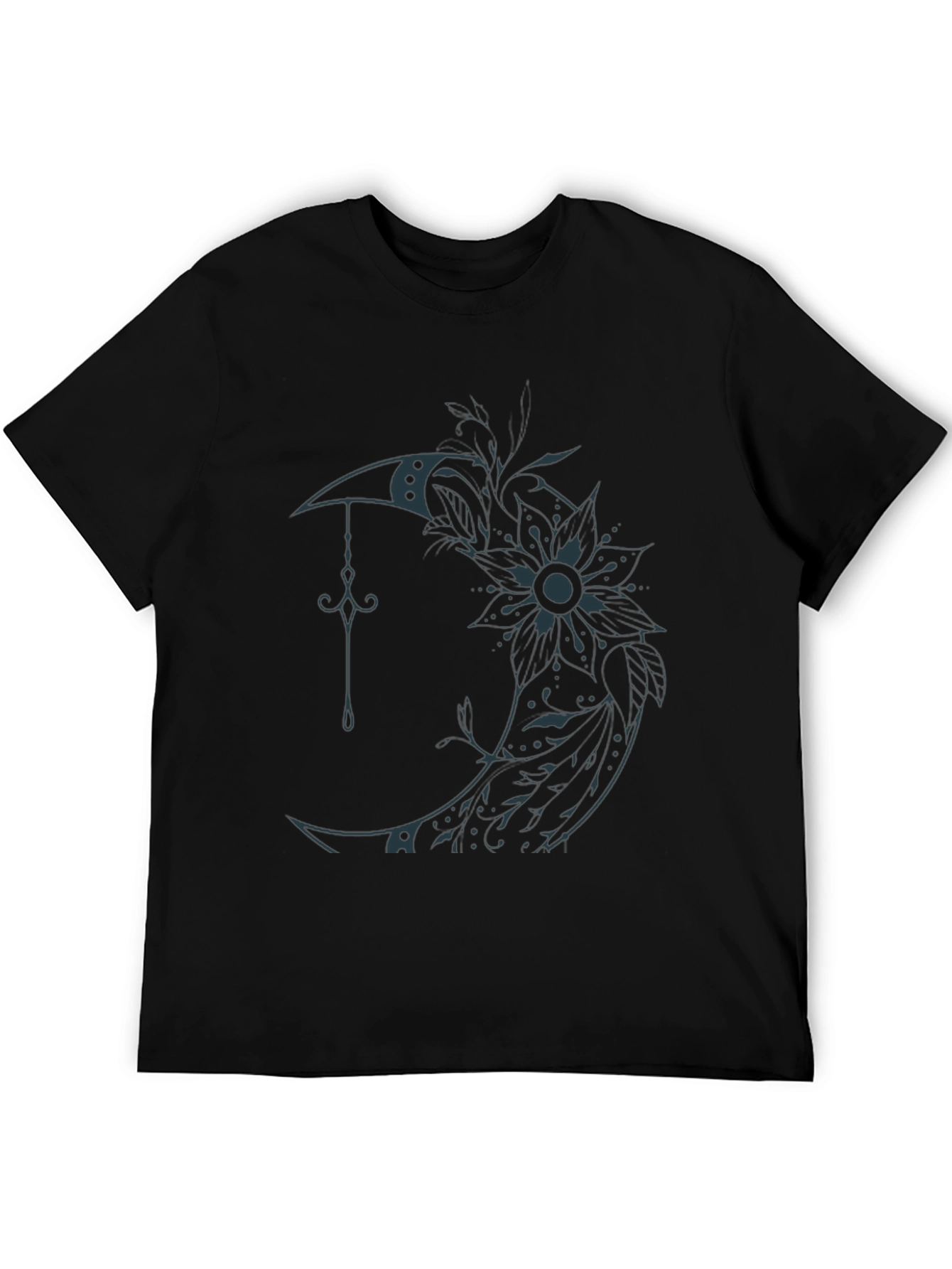 Moon Flower Graphic T-Shirt - Black