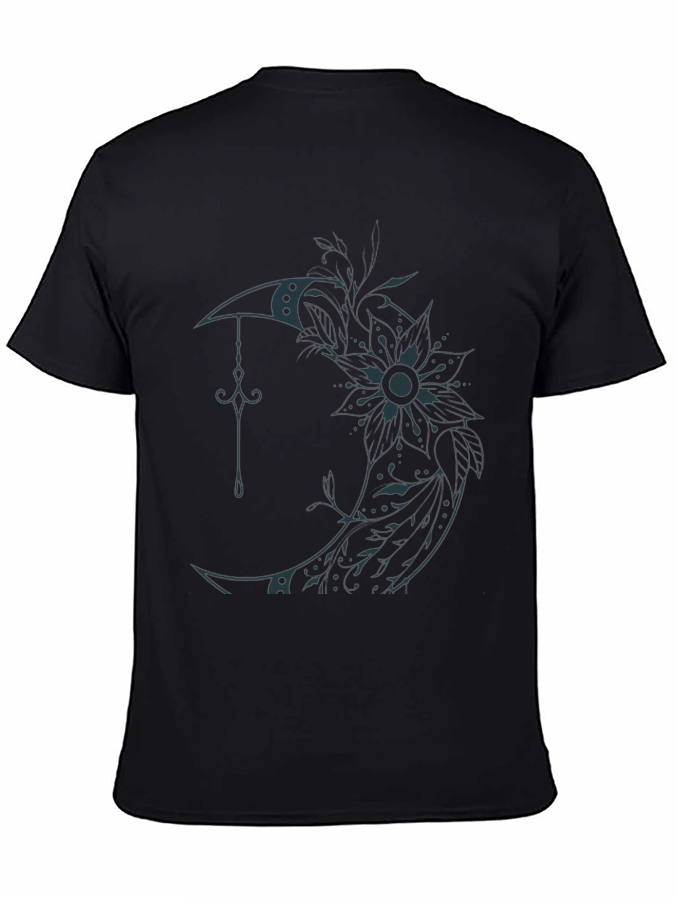 Moon Flower Graphic T-Shirt - Black