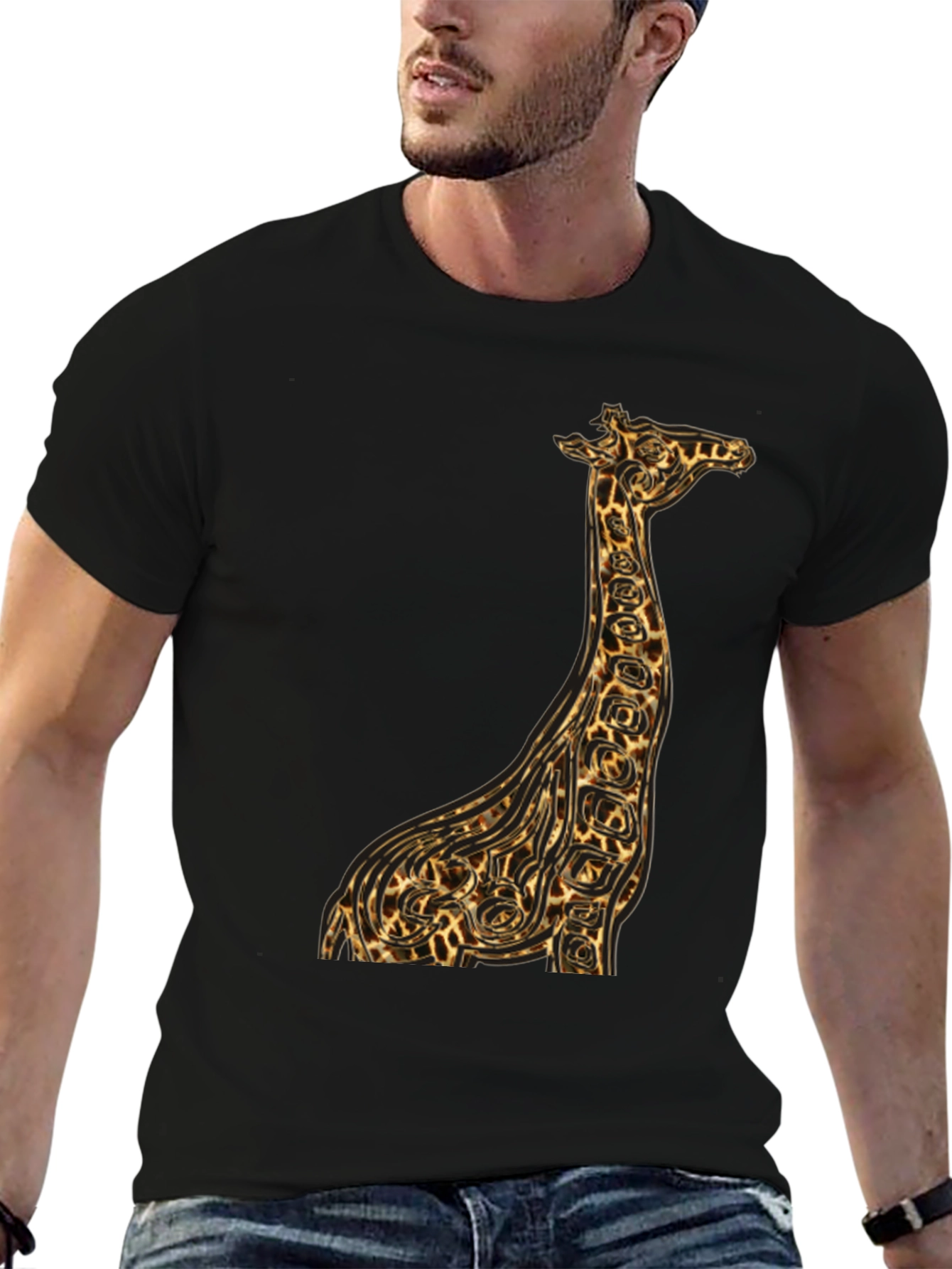 Giraffe Print Graphic Tee - Unique Animal Design