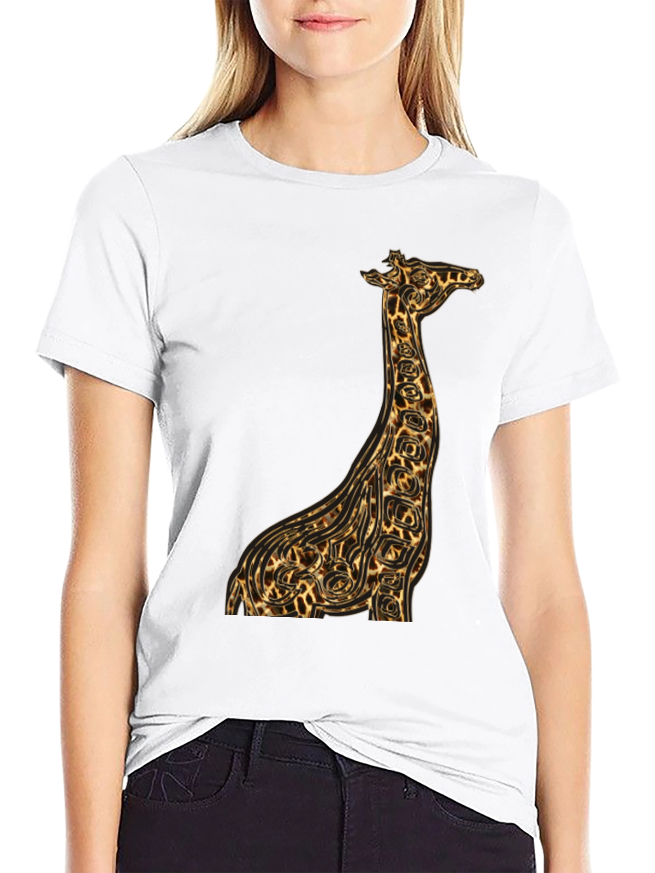 Giraffe Print Graphic Tee - Unique Animal Design