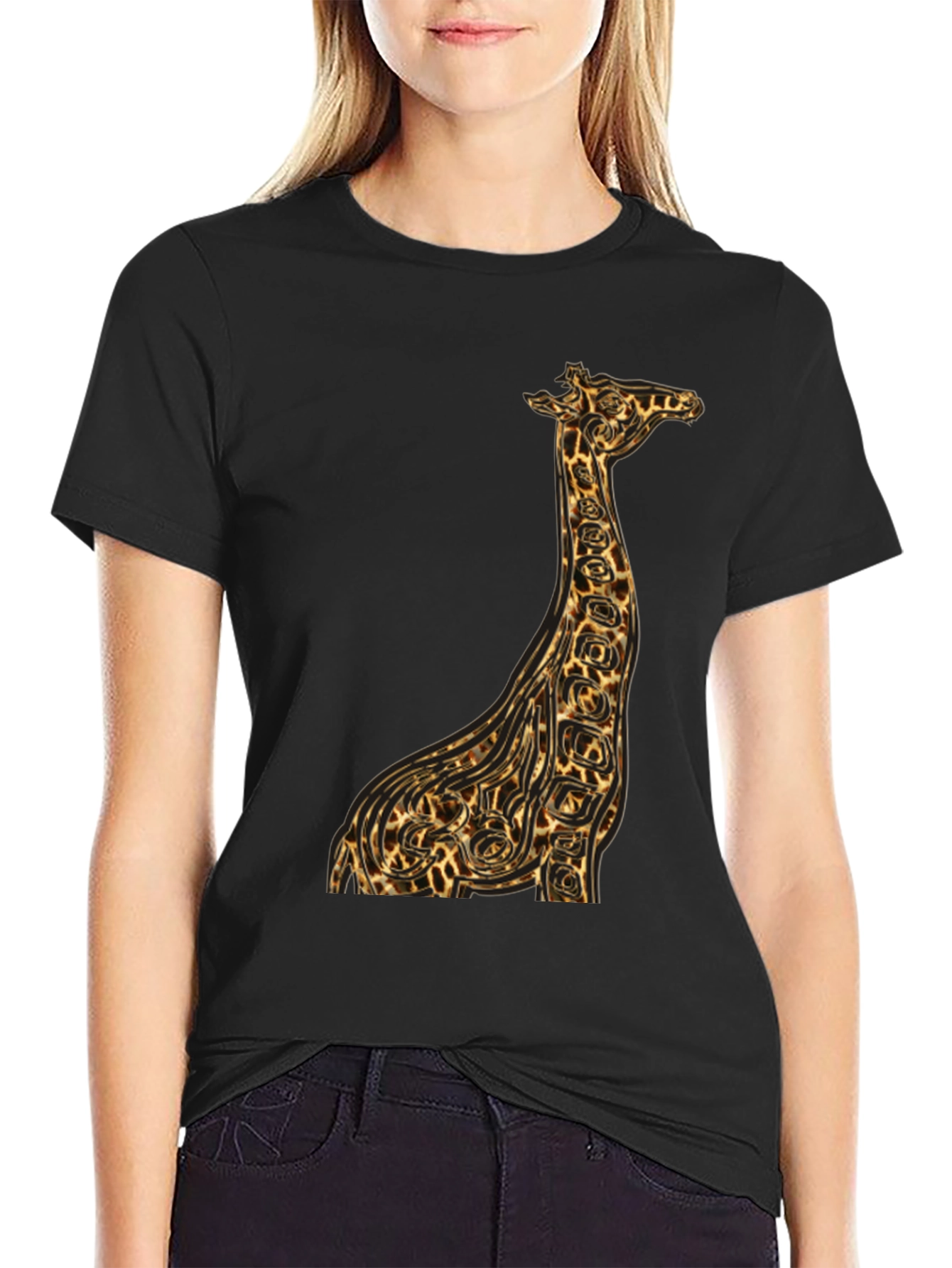Giraffe Print Graphic Tee - Unique Animal Design