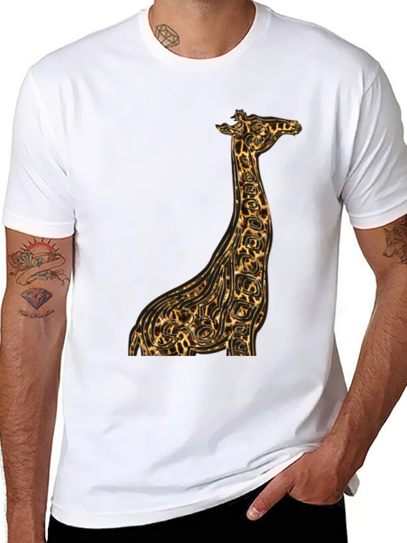 Giraffe Print Graphic Tee - Unique Animal Design