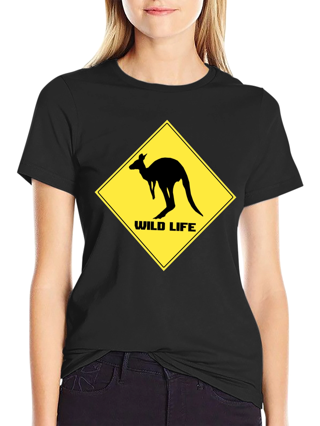 Wild Life Kangaroo Black T-Shirt