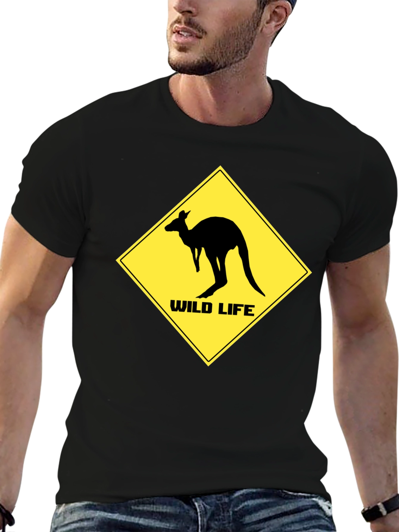 Wild Life Kangaroo Black T-Shirt