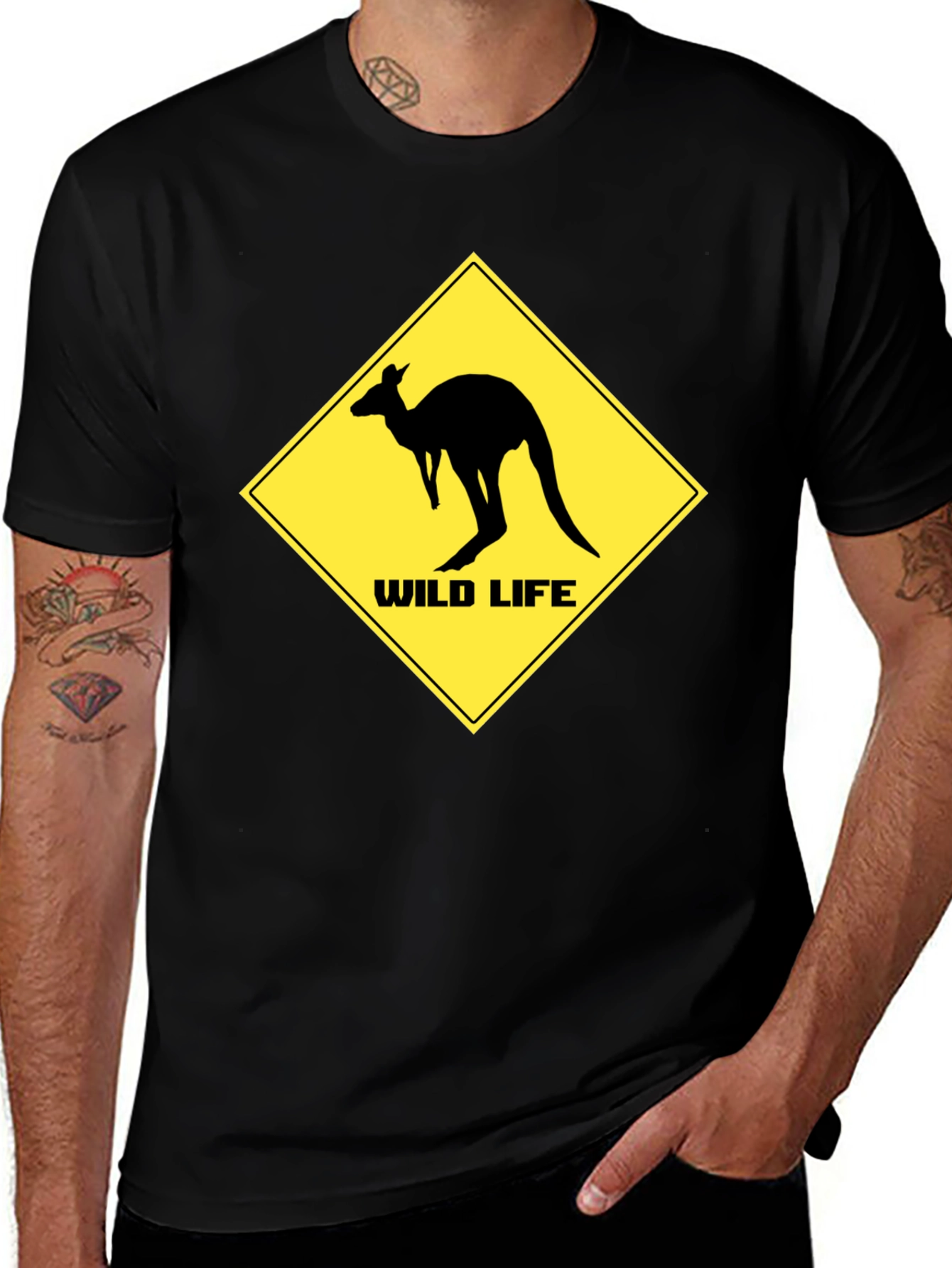 Wild Life Kangaroo Black T-Shirt