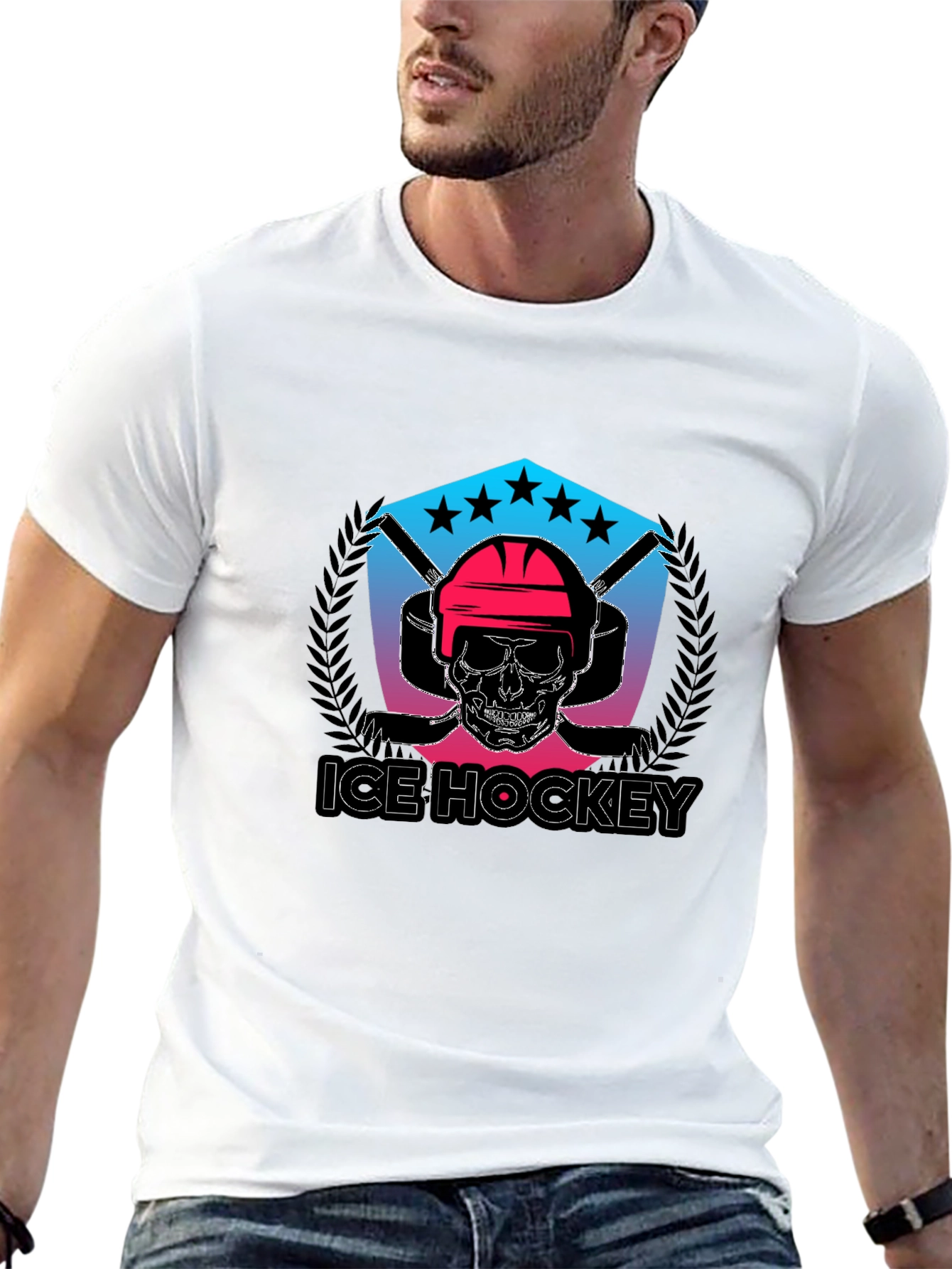Ice Hockey Skull Graphic Tee