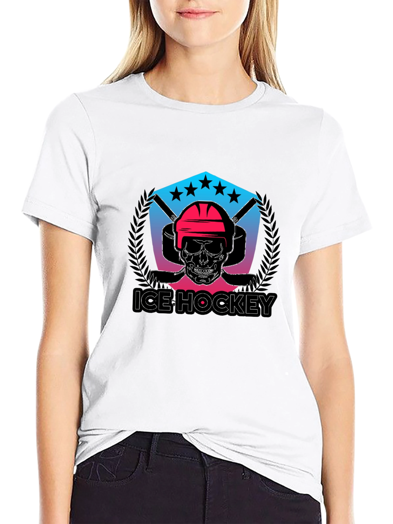 Ice Hockey Skull Graphic Tee