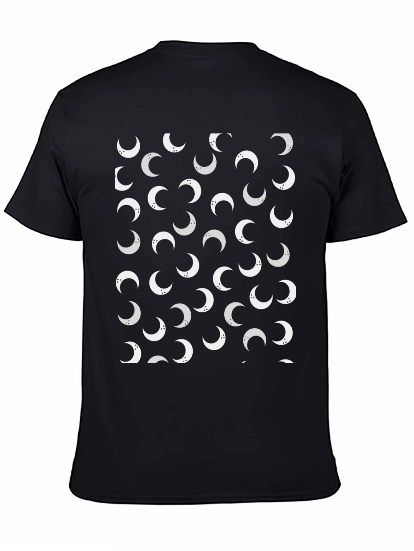 Crescent Moon Pattern Tee - Stylish Black Cotton T-Shirt
