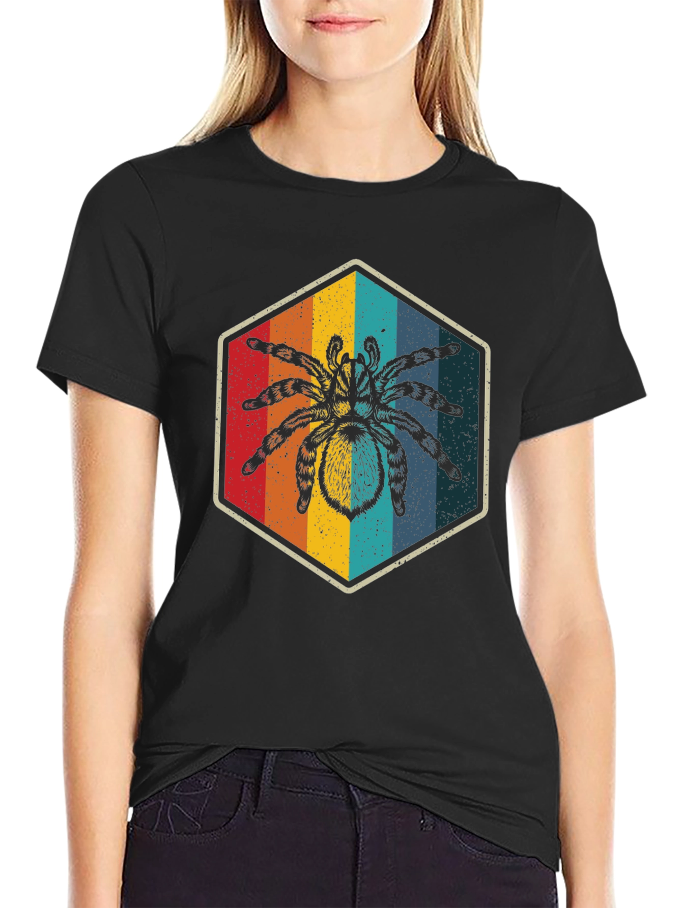 Retro Spider Graphic Tee - Soft Black Cotton