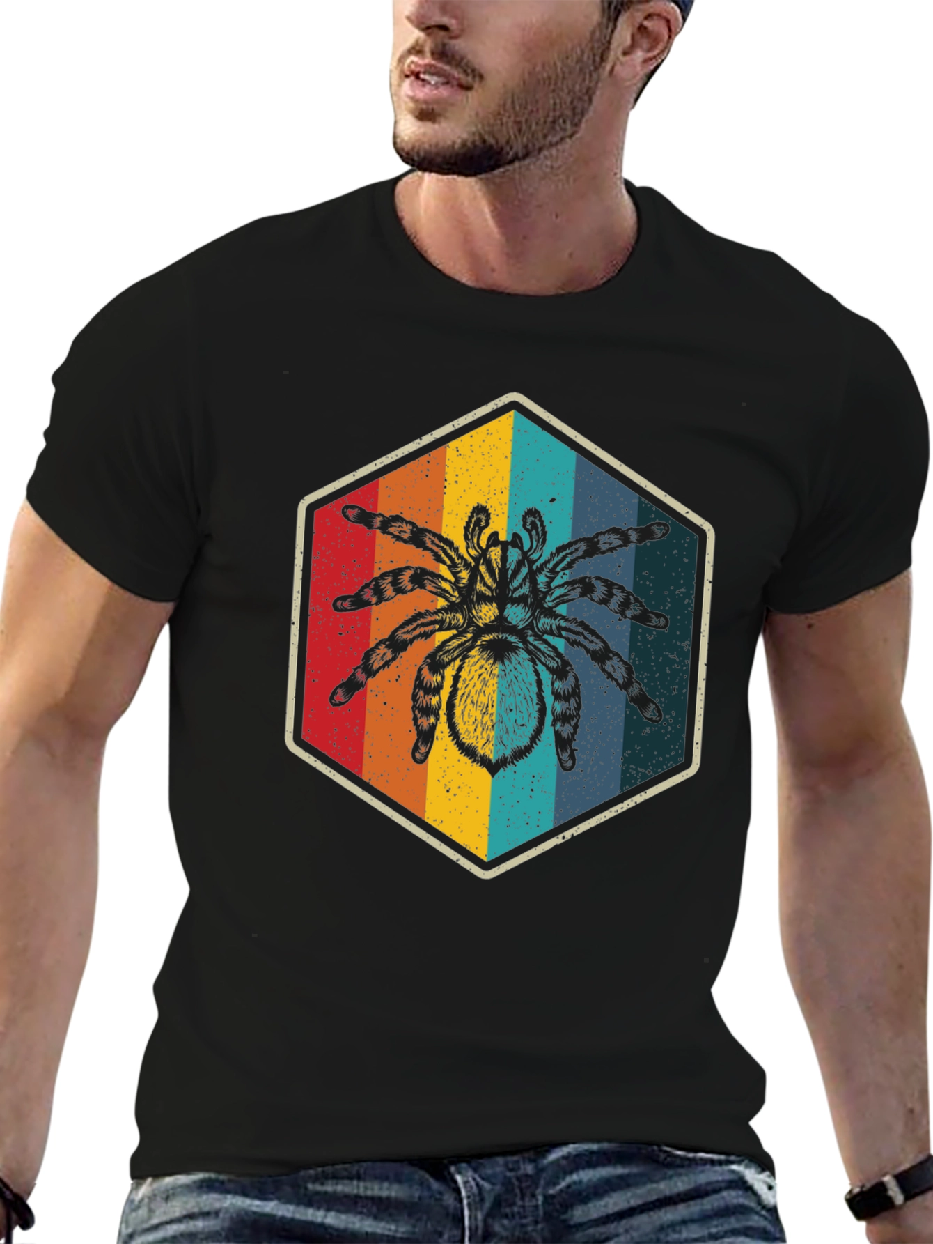 Retro Spider Graphic Tee - Soft Black Cotton