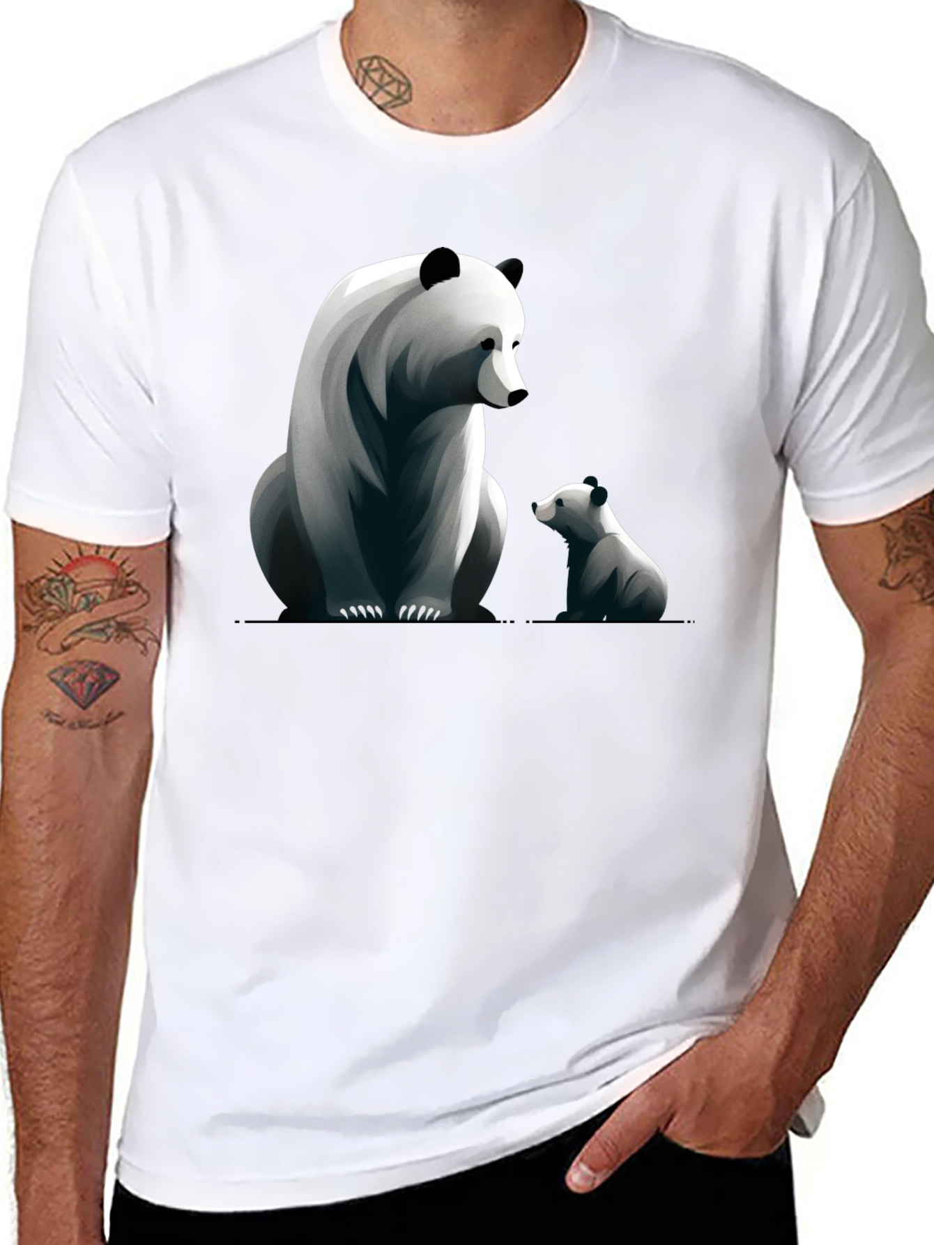 Panda Bear Graphic Tee - Black
