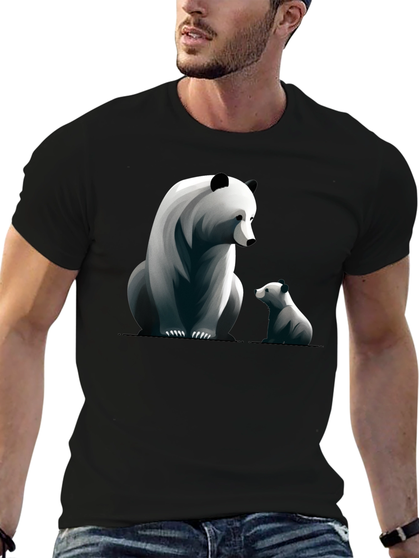 Panda Bear Graphic Tee - Black