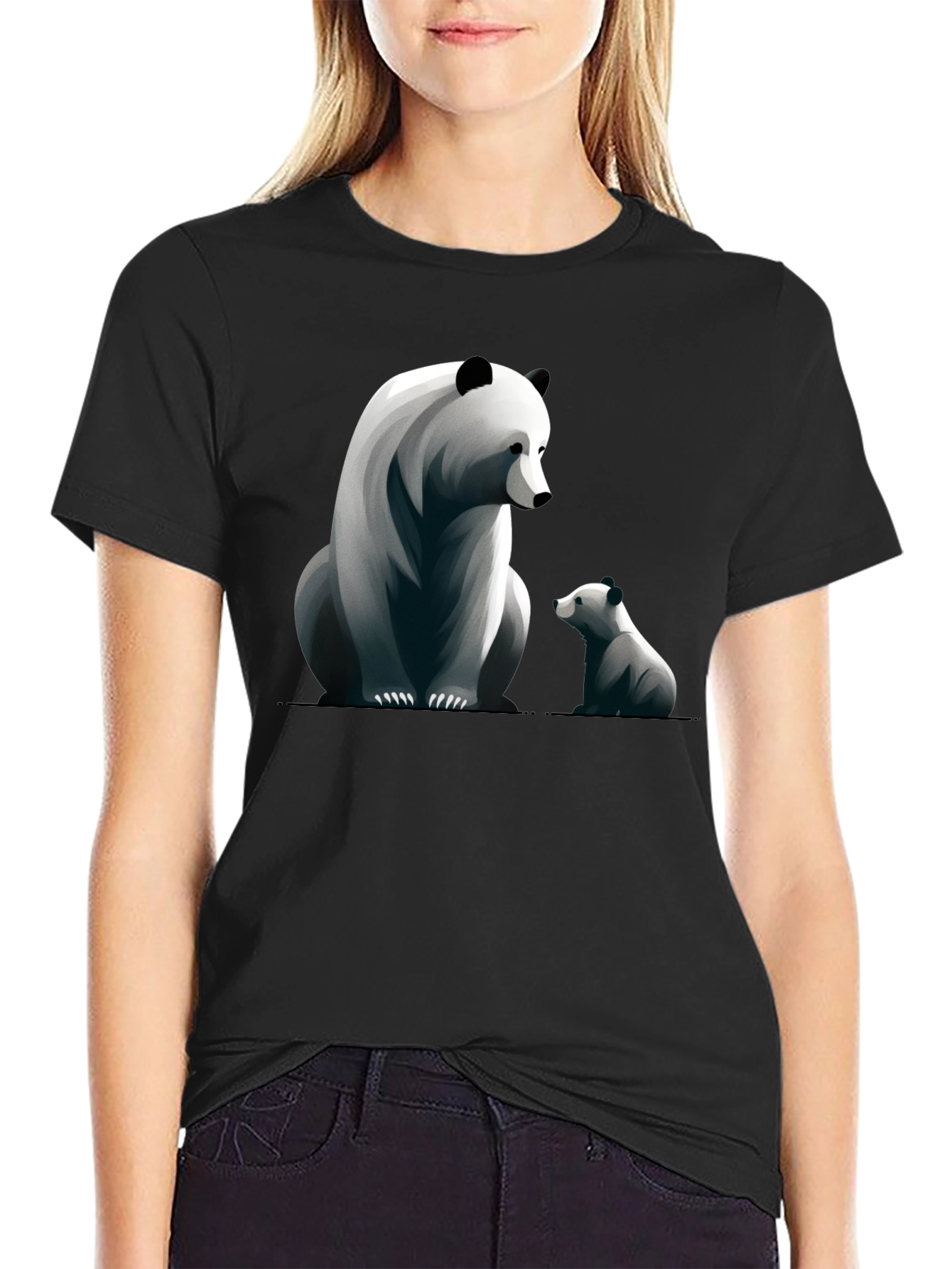 Panda Bear Graphic Tee - Black