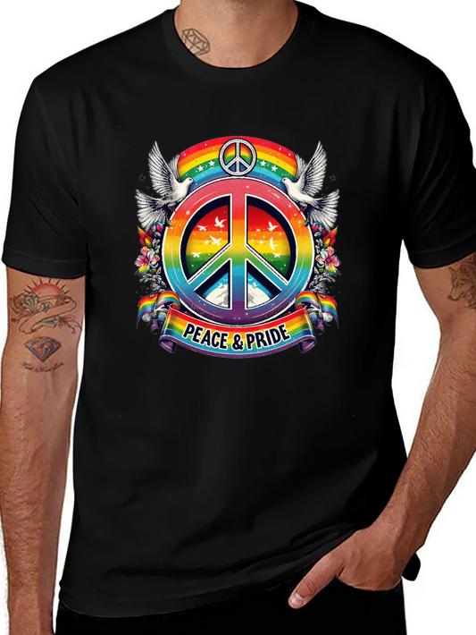 Peace & Pride Graphic Tee - Rainbow Peace Sign T-Shirt