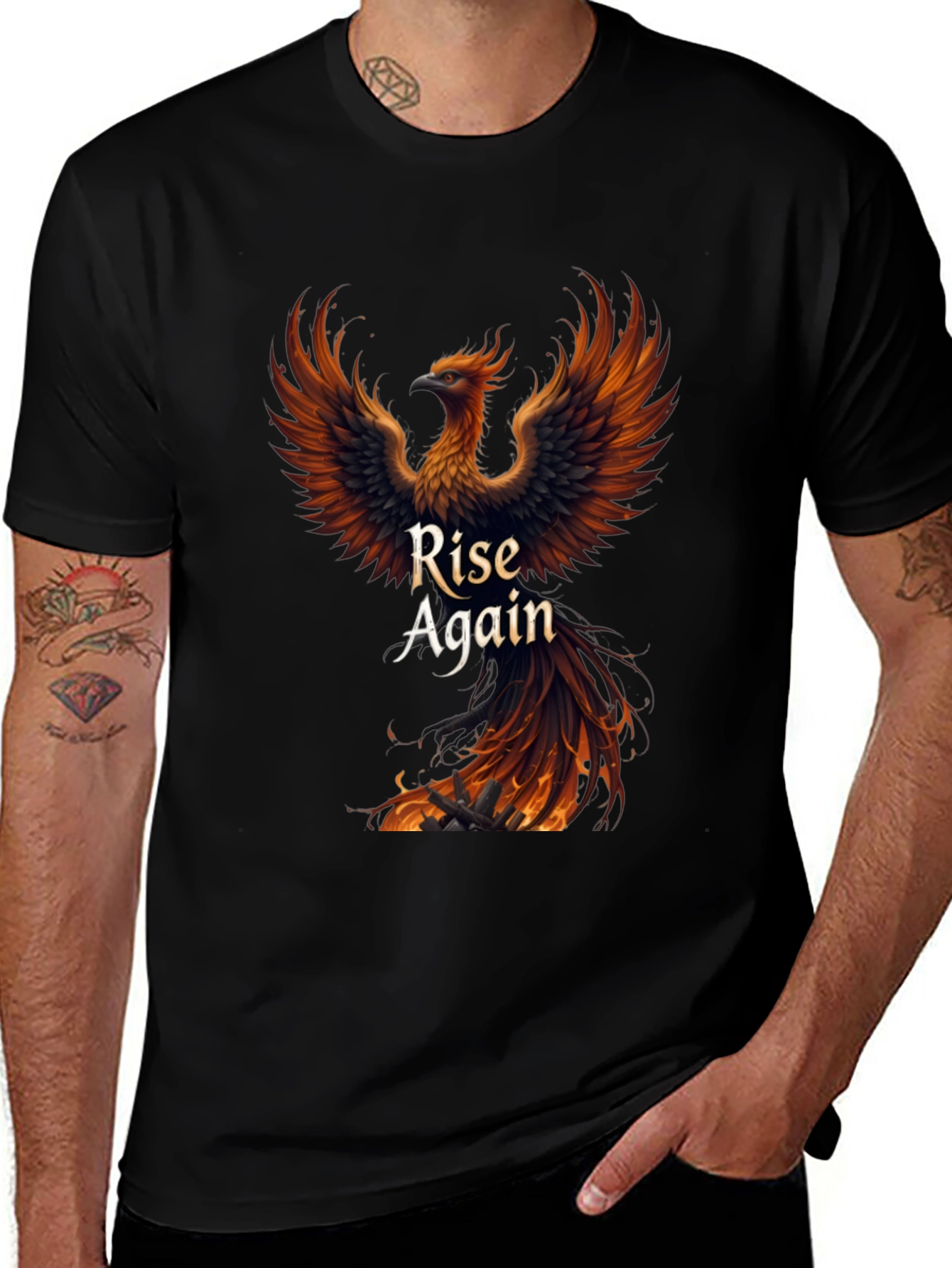 Rise Again Phoenix Graphic T-Shirt - Black