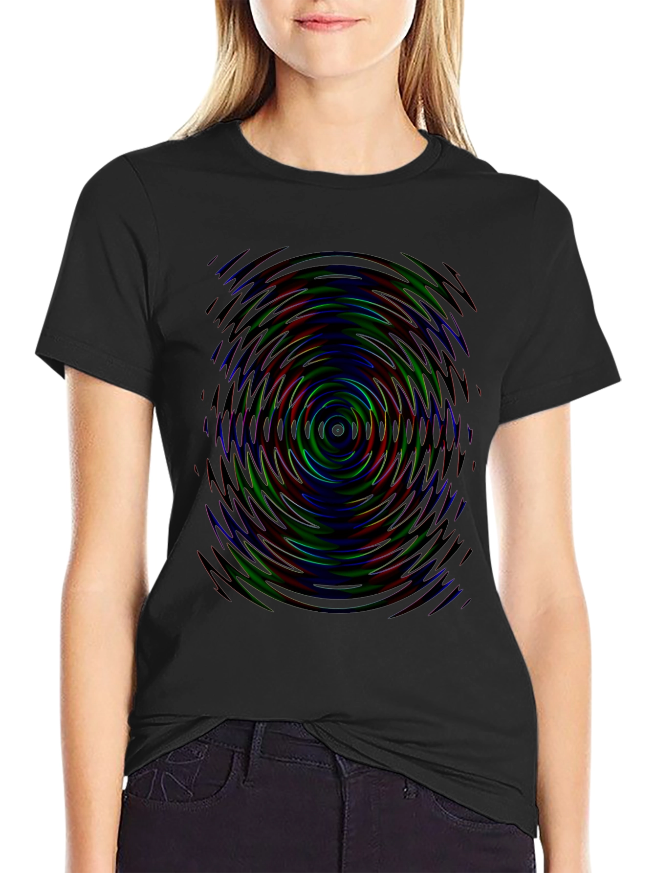 Hypnotic Swirl Graphic Tee - Black