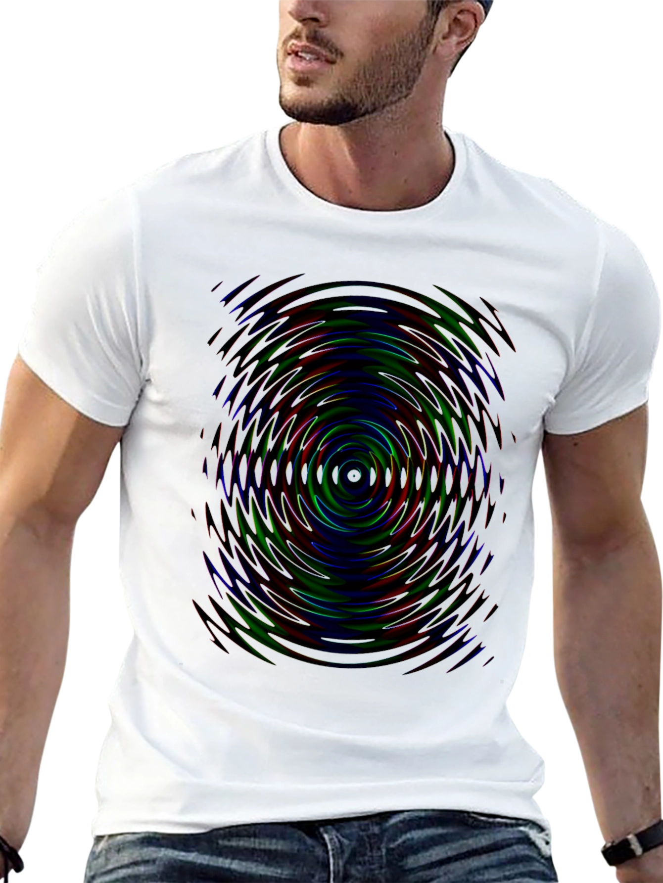 Hypnotic Swirl Graphic Tee - Black
