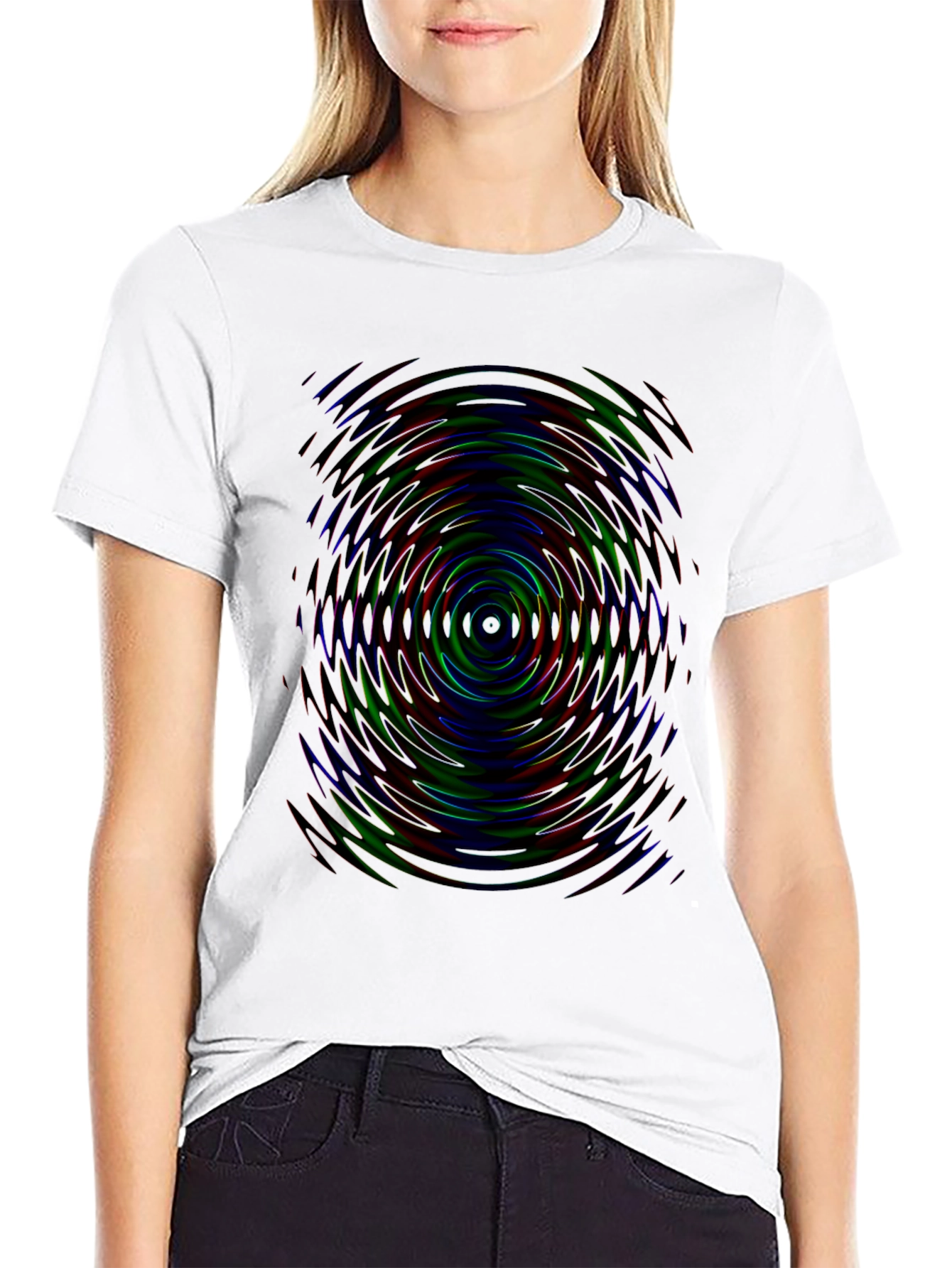Hypnotic Swirl Graphic Tee - Black