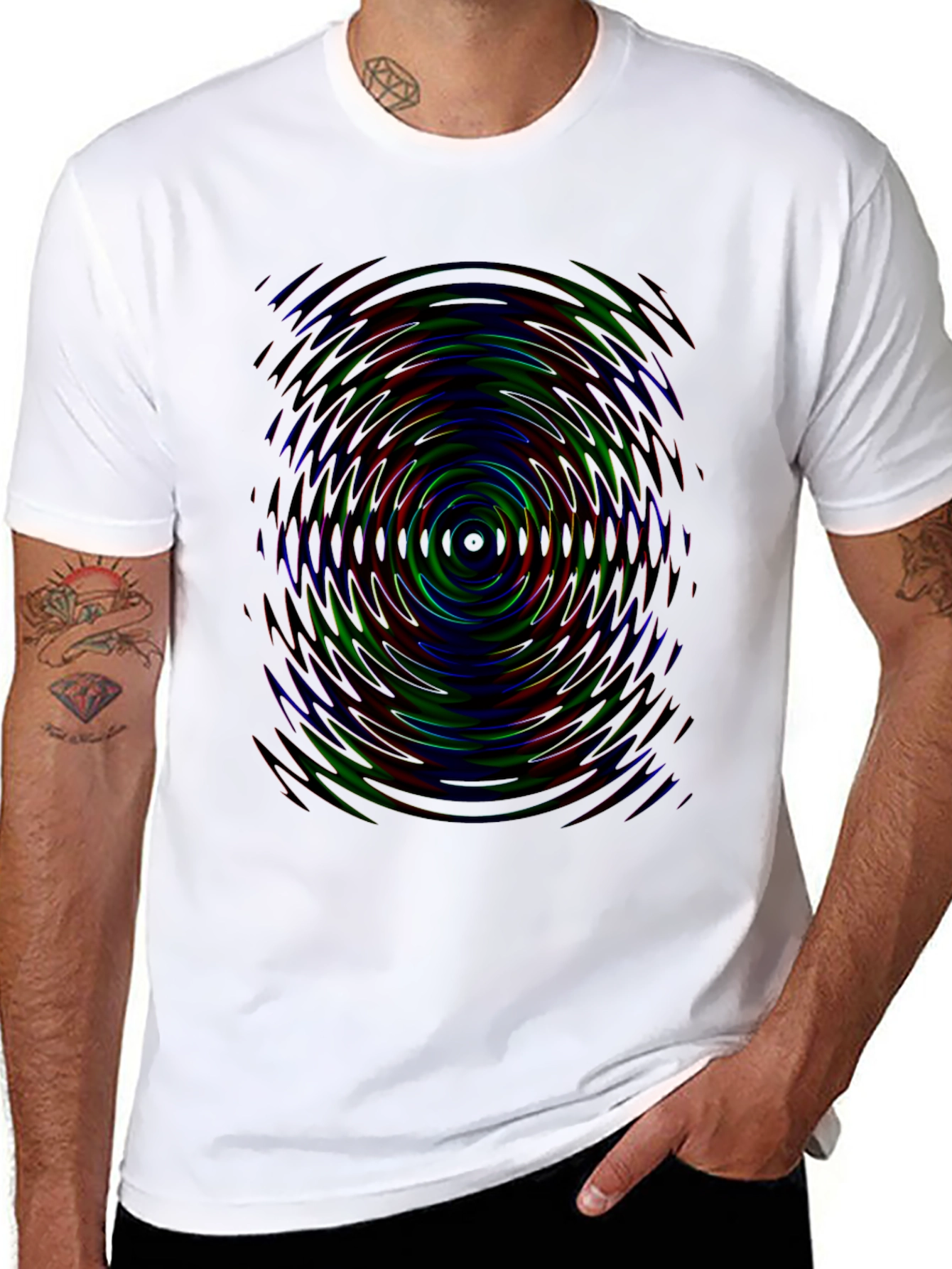 Hypnotic Swirl Graphic Tee - Black