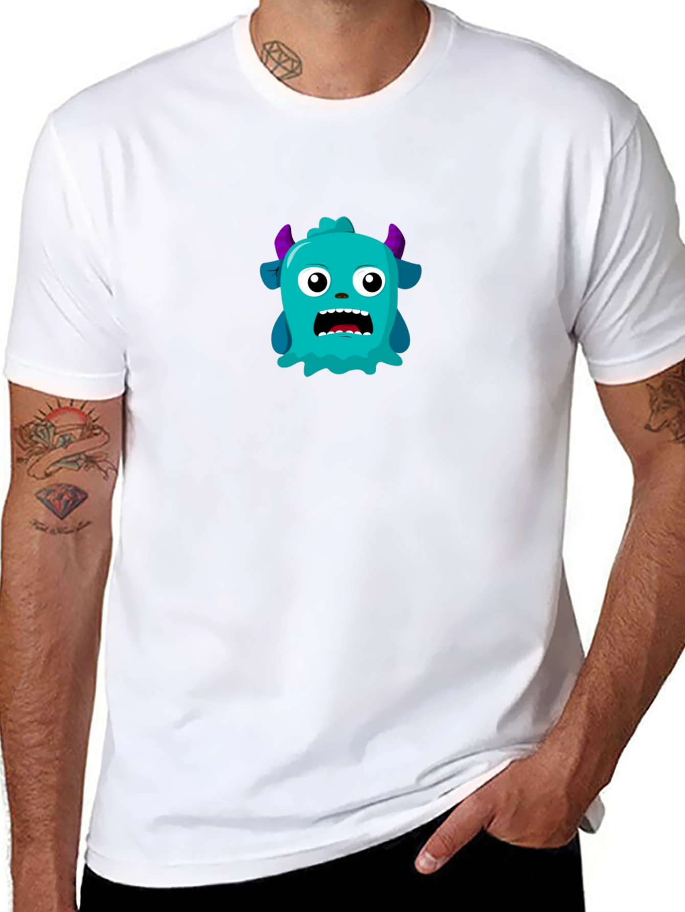 Monster Graphic Tee - Mens Black Crew Neck T-Shirt