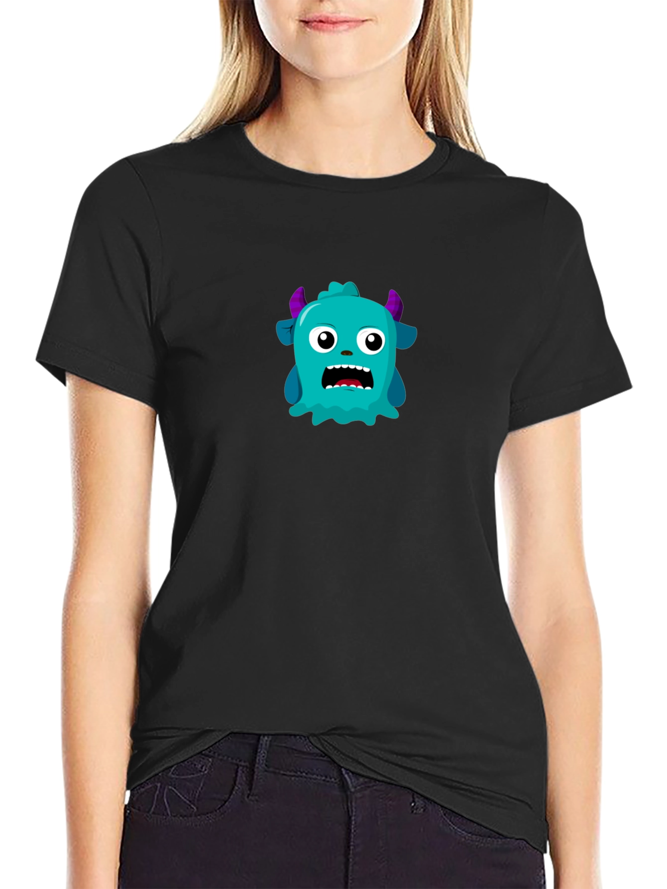 Monster Graphic Tee - Mens Black Crew Neck T-Shirt