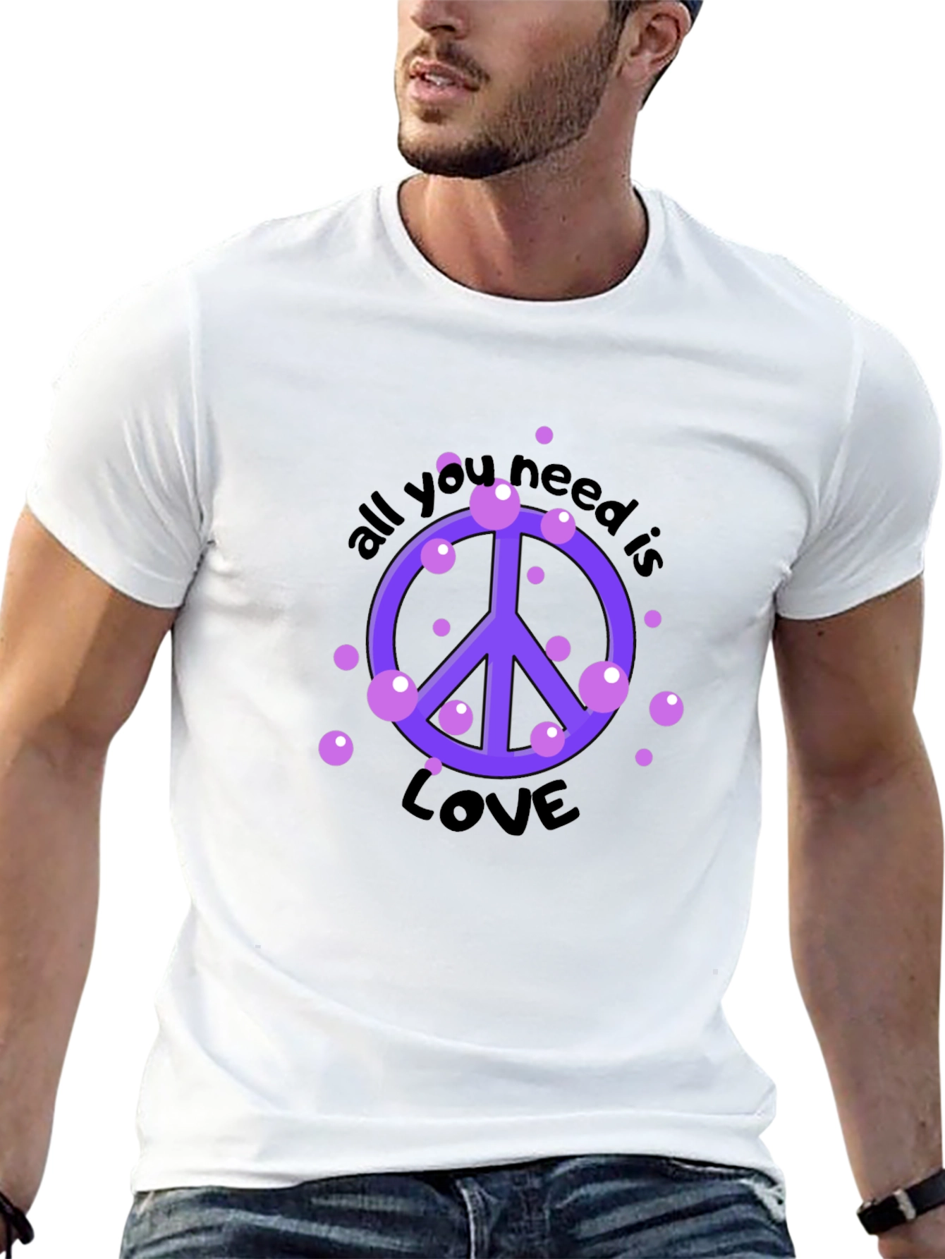 Peace & Love Graphic Tee - Stylish Black T-Shirt