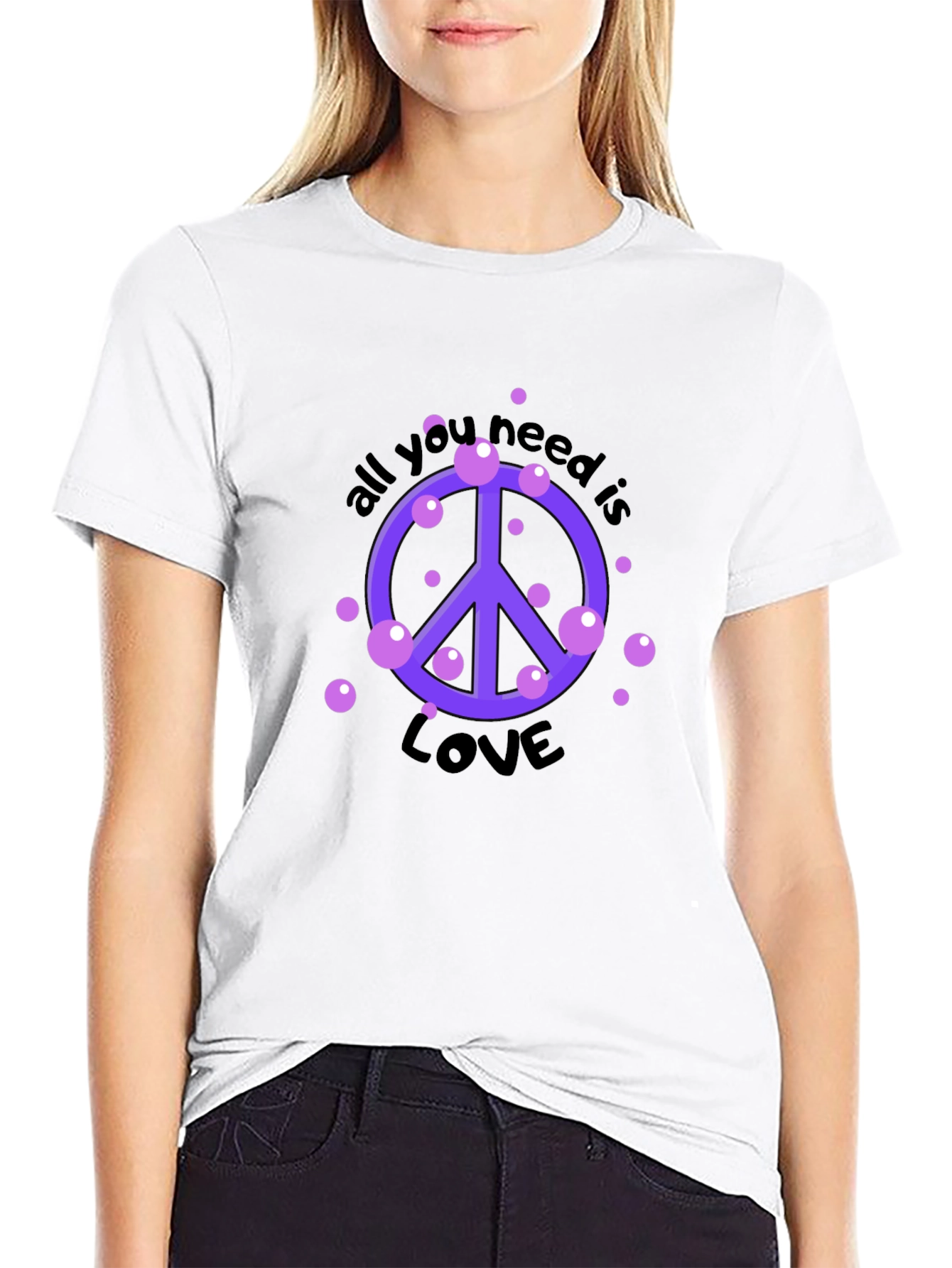 Peace & Love Graphic Tee - Stylish Black T-Shirt