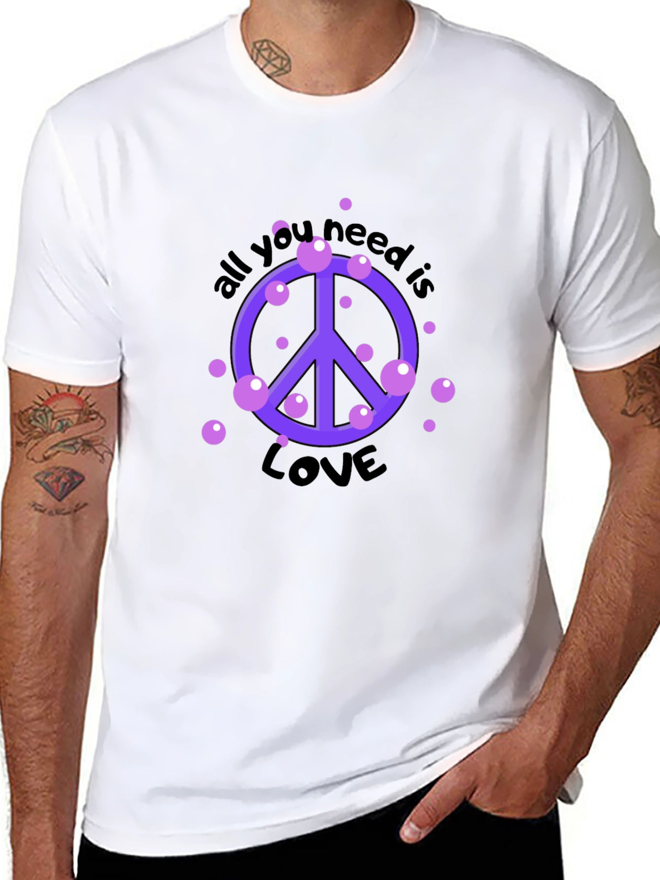 Peace & Love Graphic Tee - Stylish Black T-Shirt