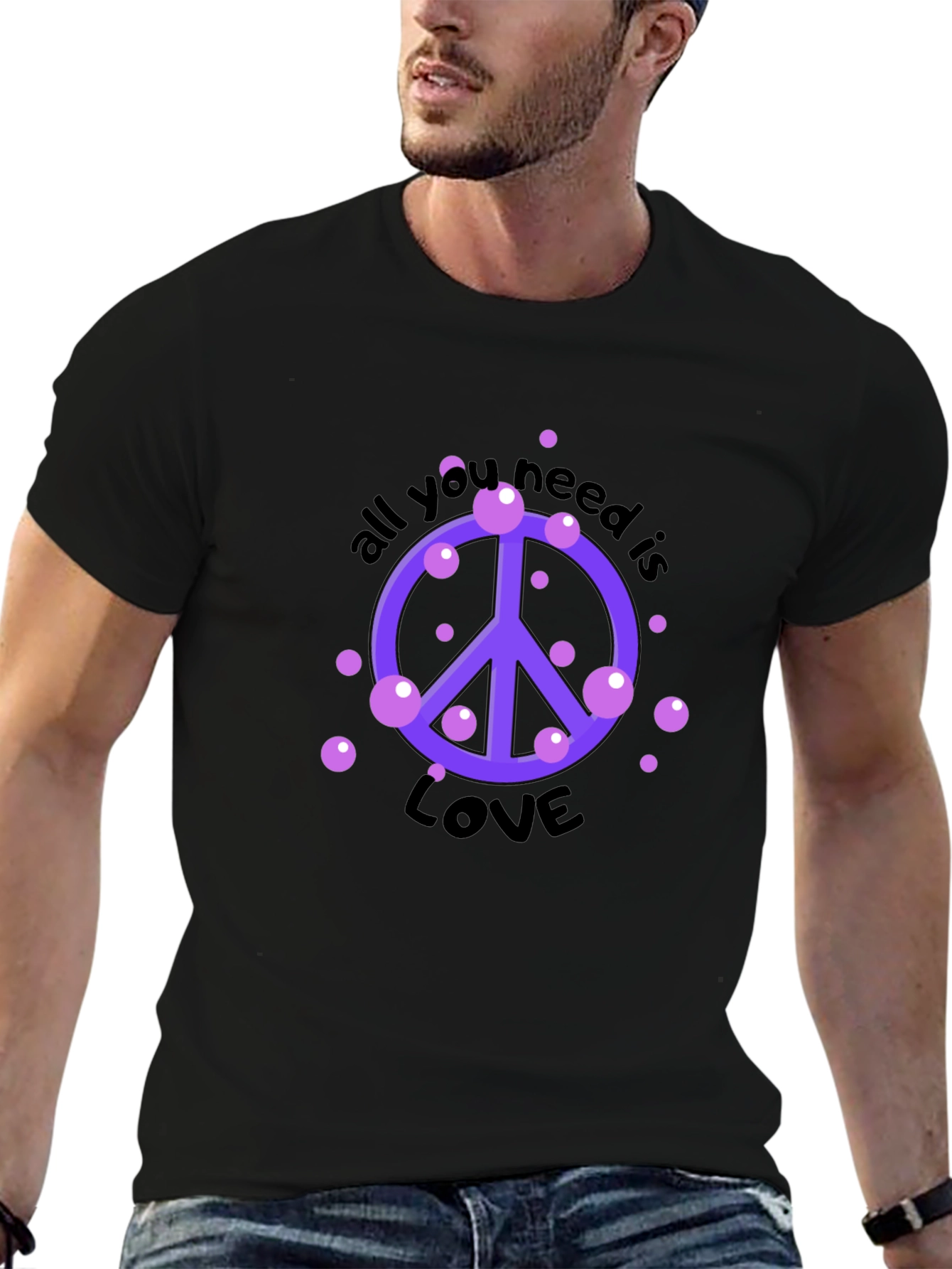 Peace & Love Graphic Tee - Stylish Black T-Shirt