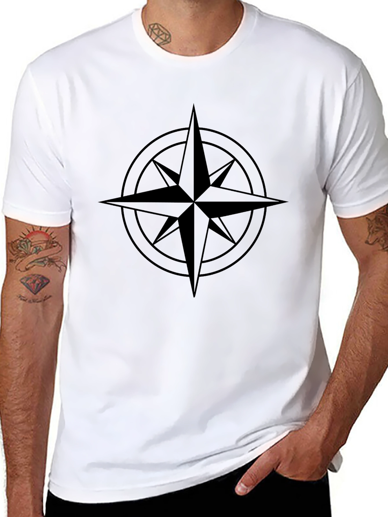 Black Compass Star Graphic T-Shirt