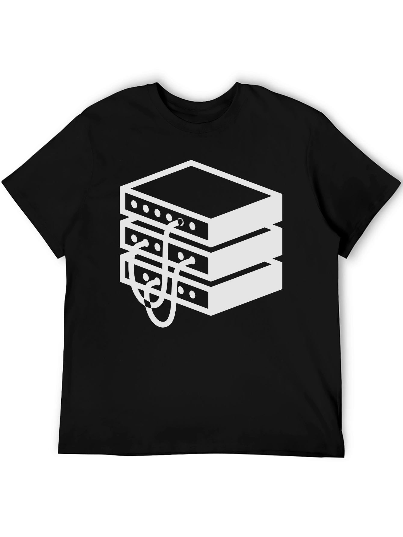 Server Stack Graphic Tee - Black Cotton Blend