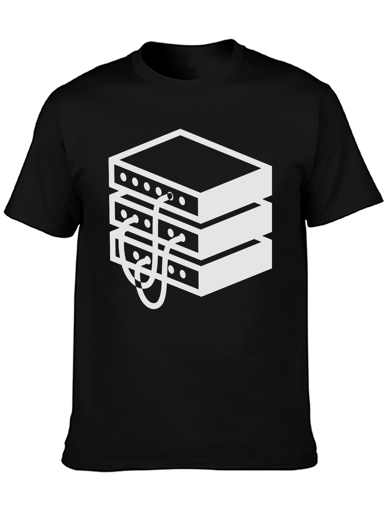 Server Stack Graphic Tee - Black Cotton Blend