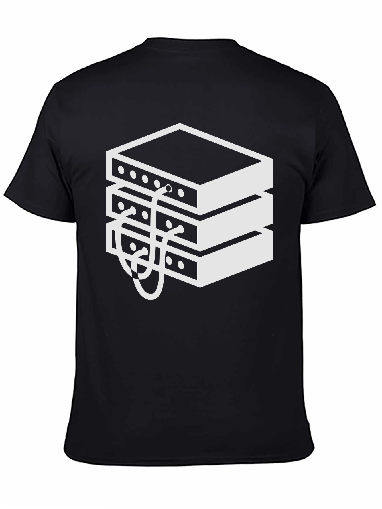 Server Stack Graphic Tee - Black Cotton Blend