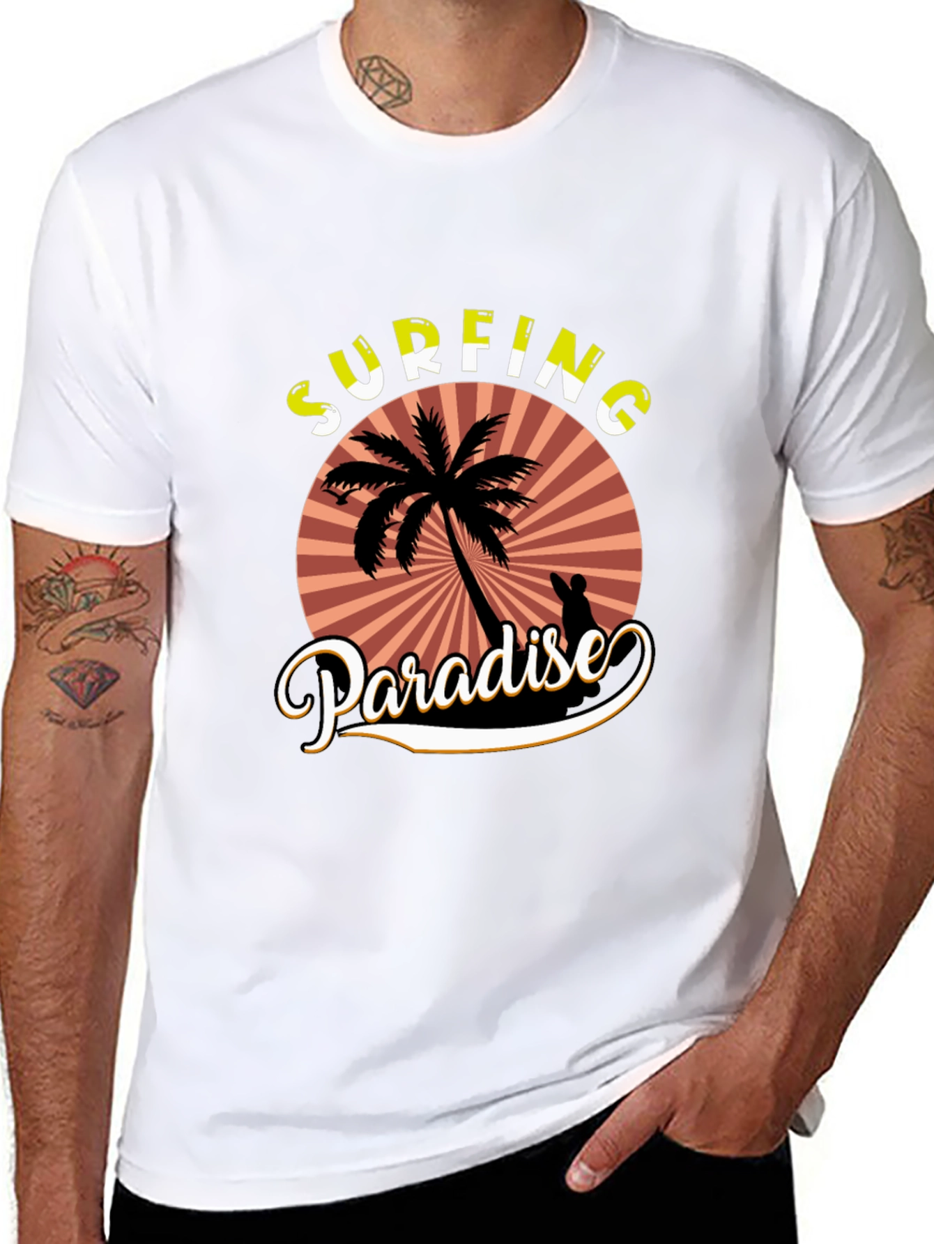 Surfing Paradise T-Shirt - Tropical Beach Design