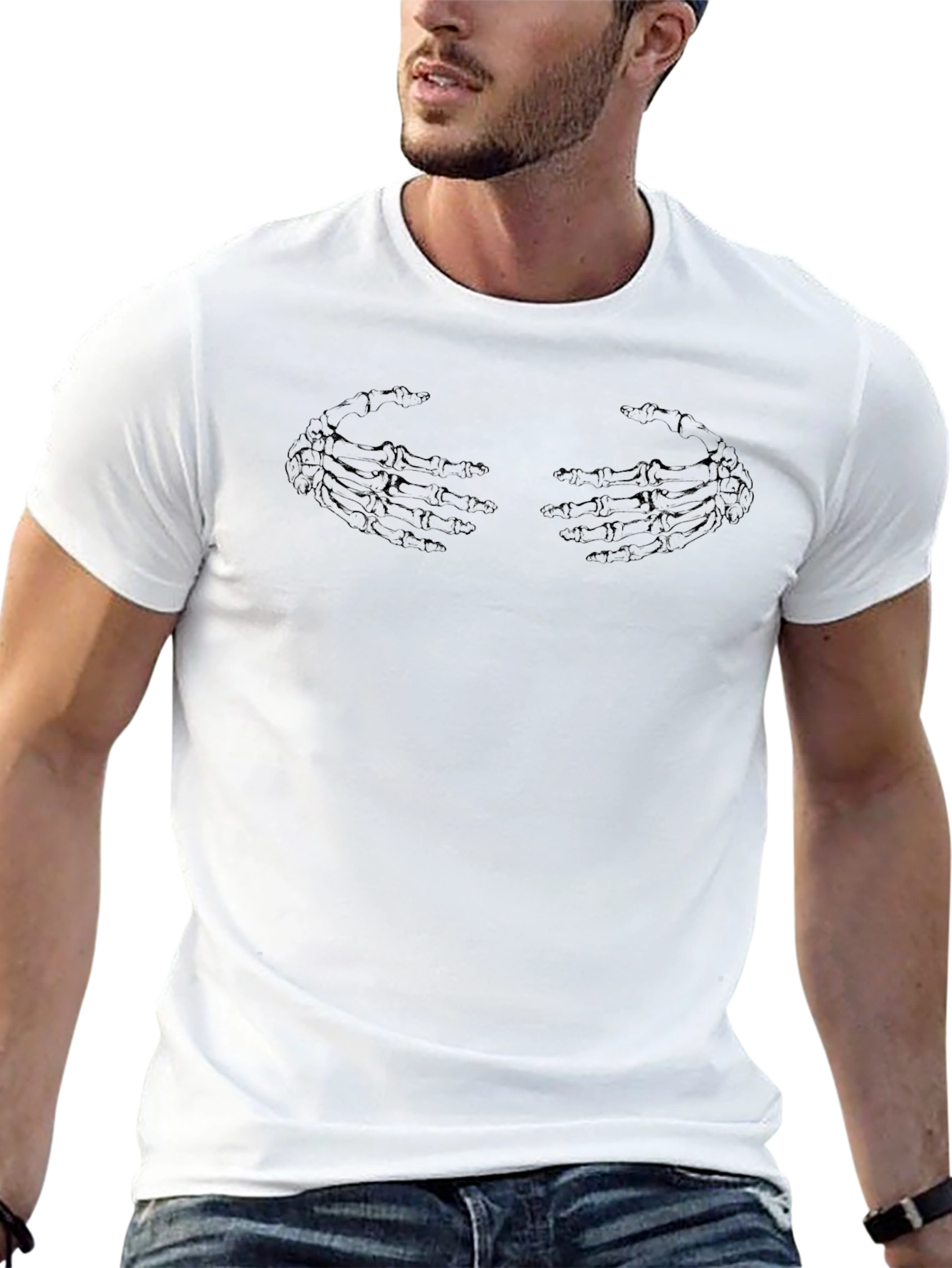 Skeleton Hand T-Shirt - Black Crew Neck Tee