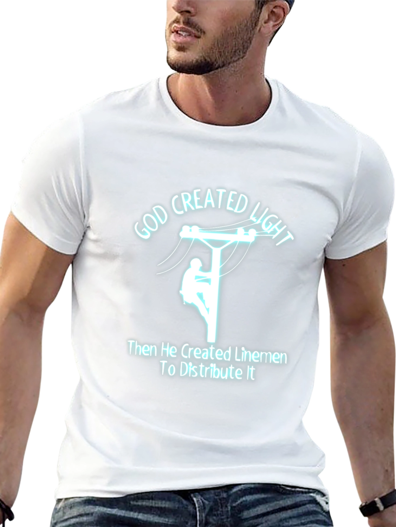 God Created Light Lineman T-Shirt