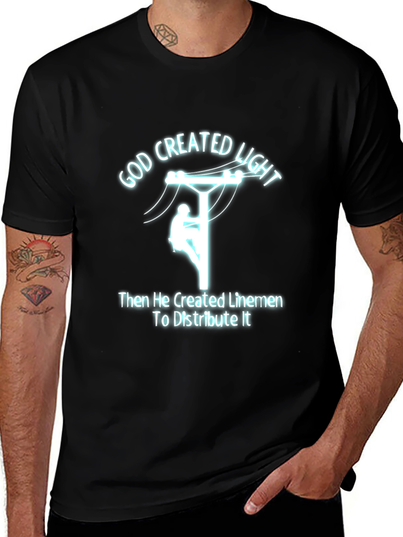 God Created Light Lineman T-Shirt