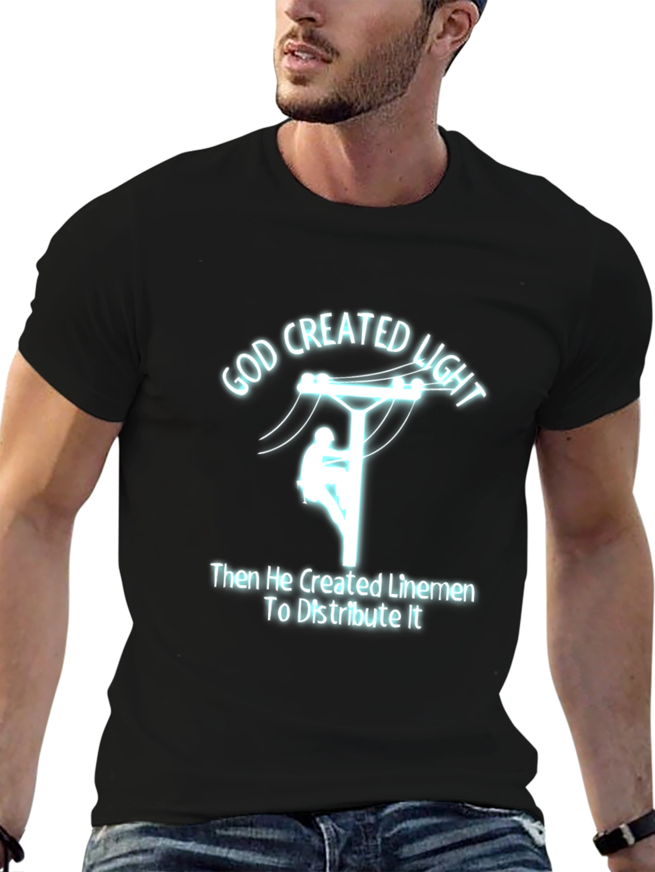 God Created Light Lineman T-Shirt