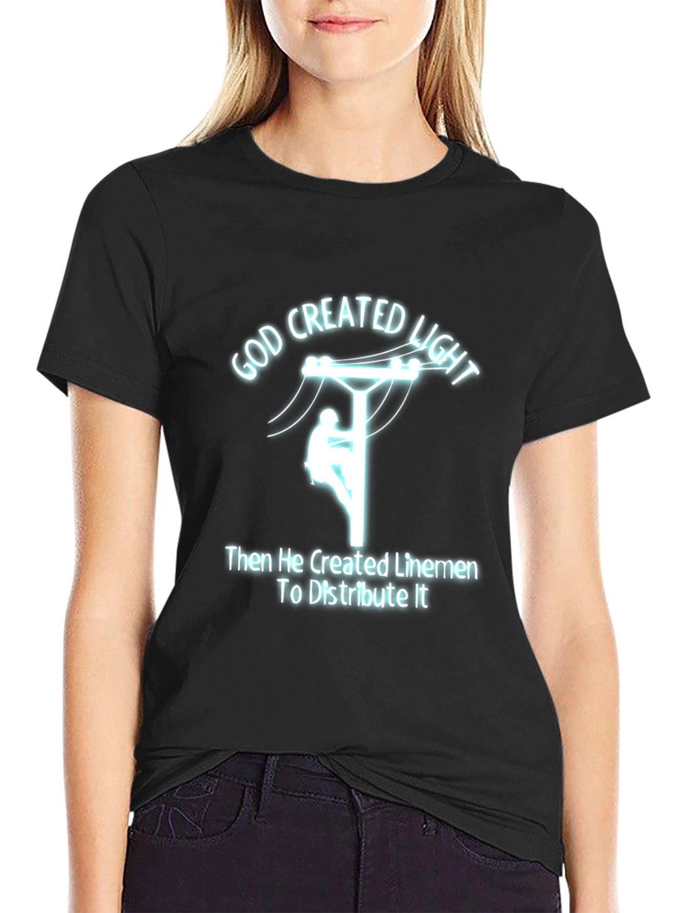 God Created Light Lineman T-Shirt