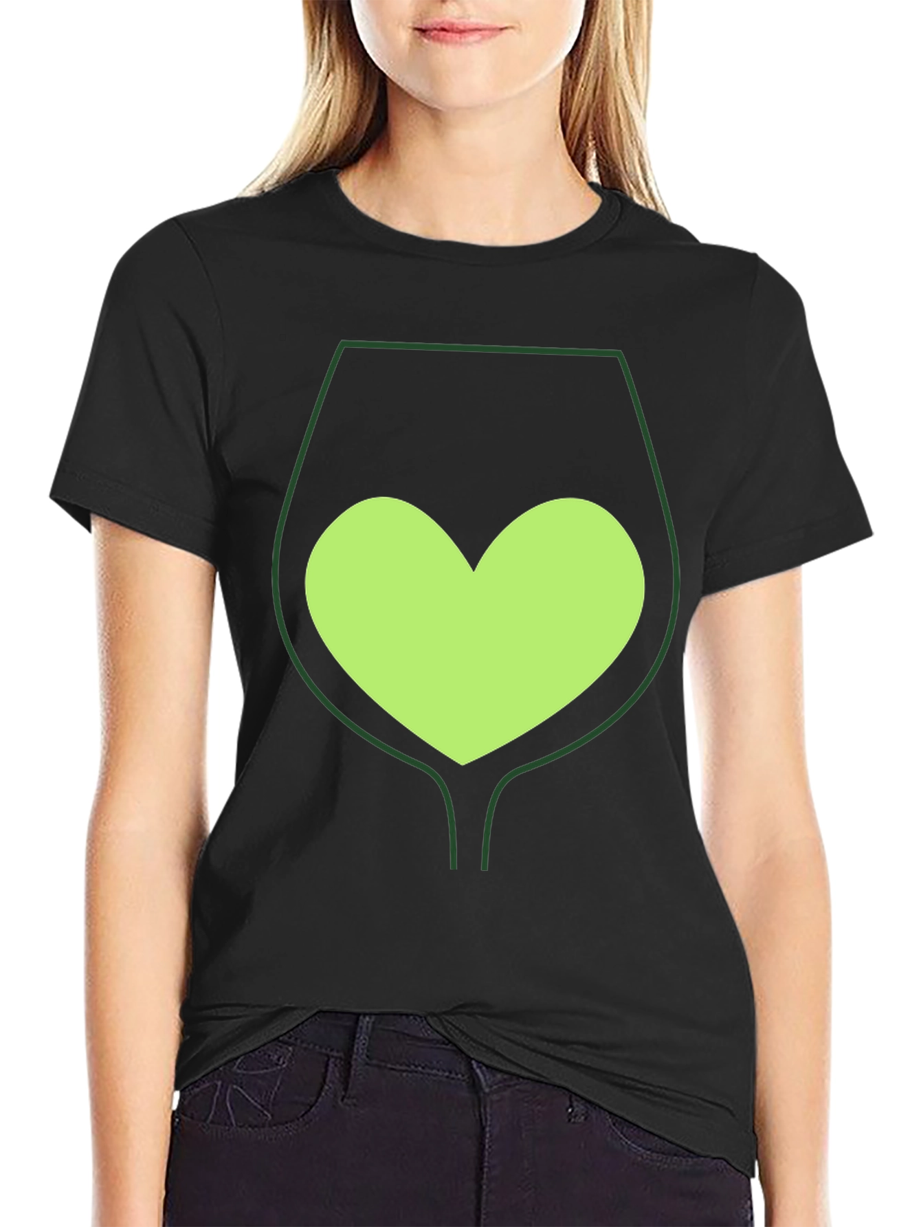 Wine Glass Heart Tee - Unique Graphic T-Shirt
