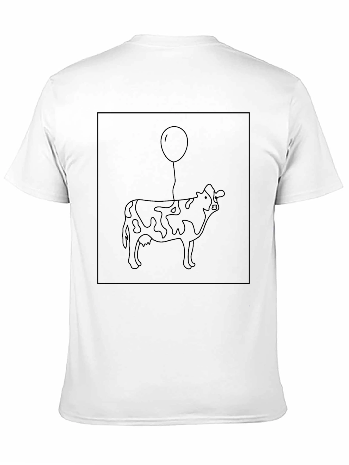 Cow with Balloon Graphic Black T-Shirt