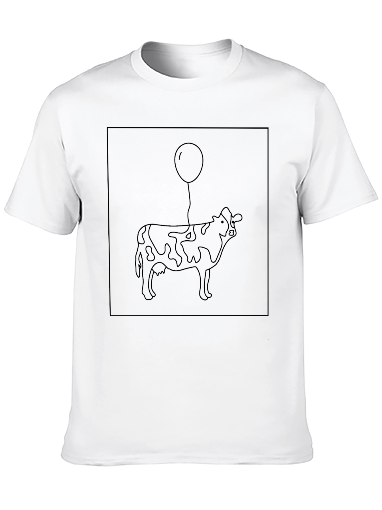Cow with Balloon Graphic Black T-Shirt