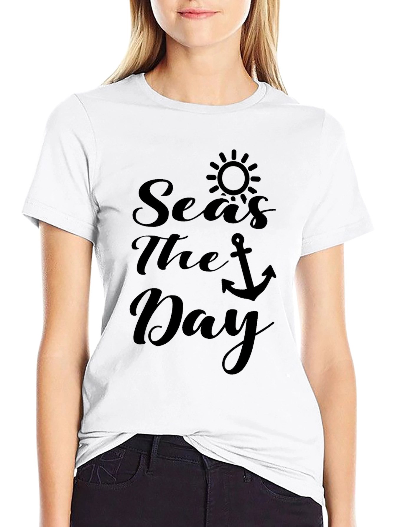 Seas the Day Graphic Tee - Black Cotton Shirt
