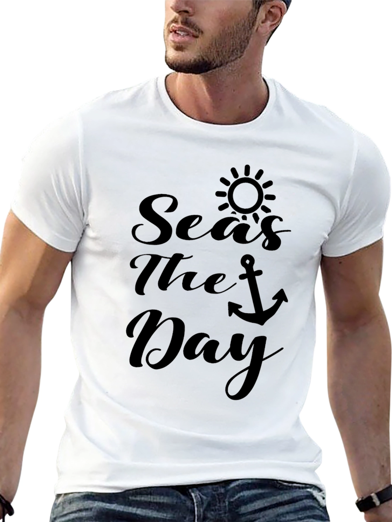 Seas the Day Graphic Tee - Black Cotton Shirt