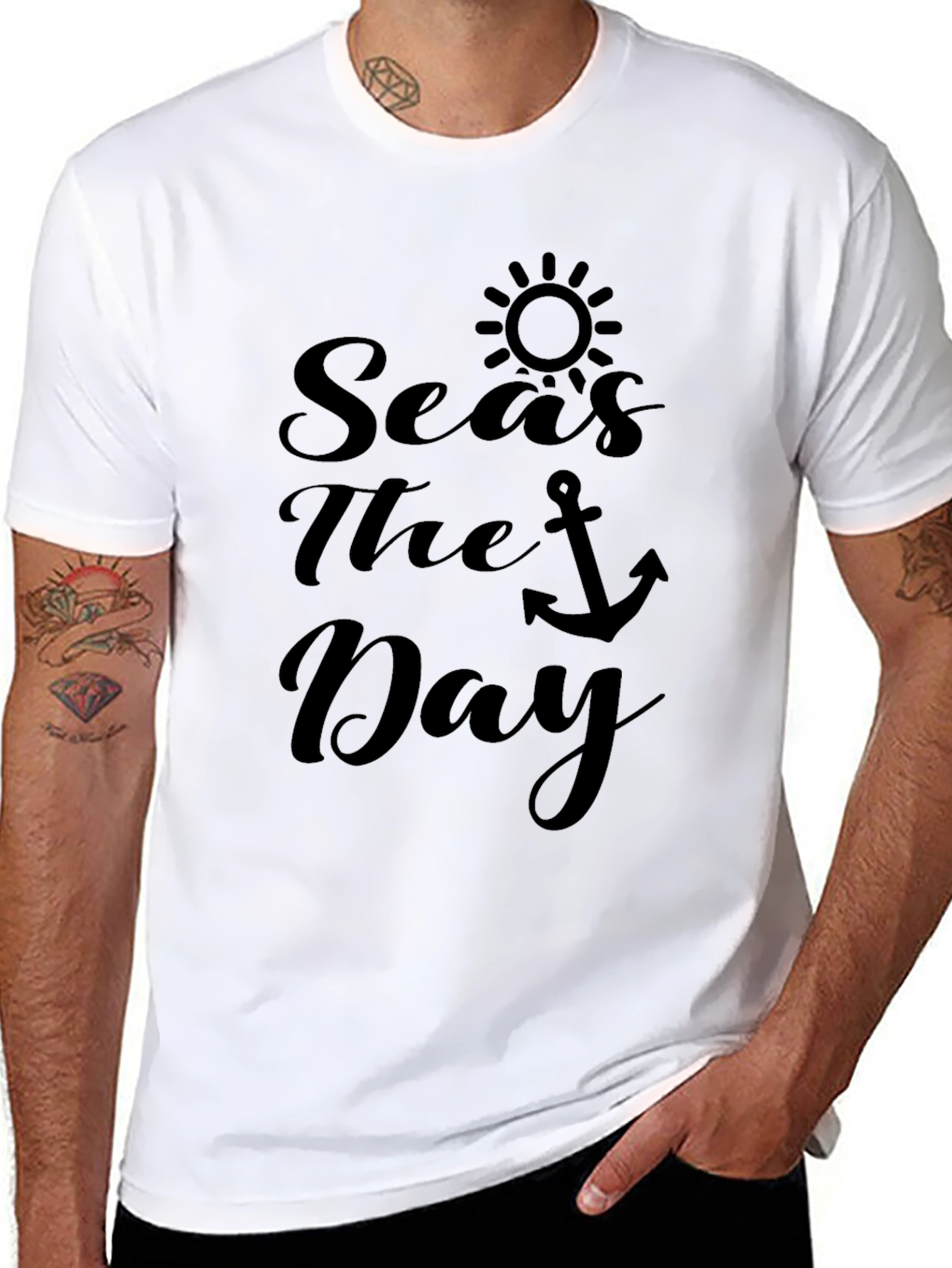 Seas the Day Graphic Tee - Black Cotton Shirt