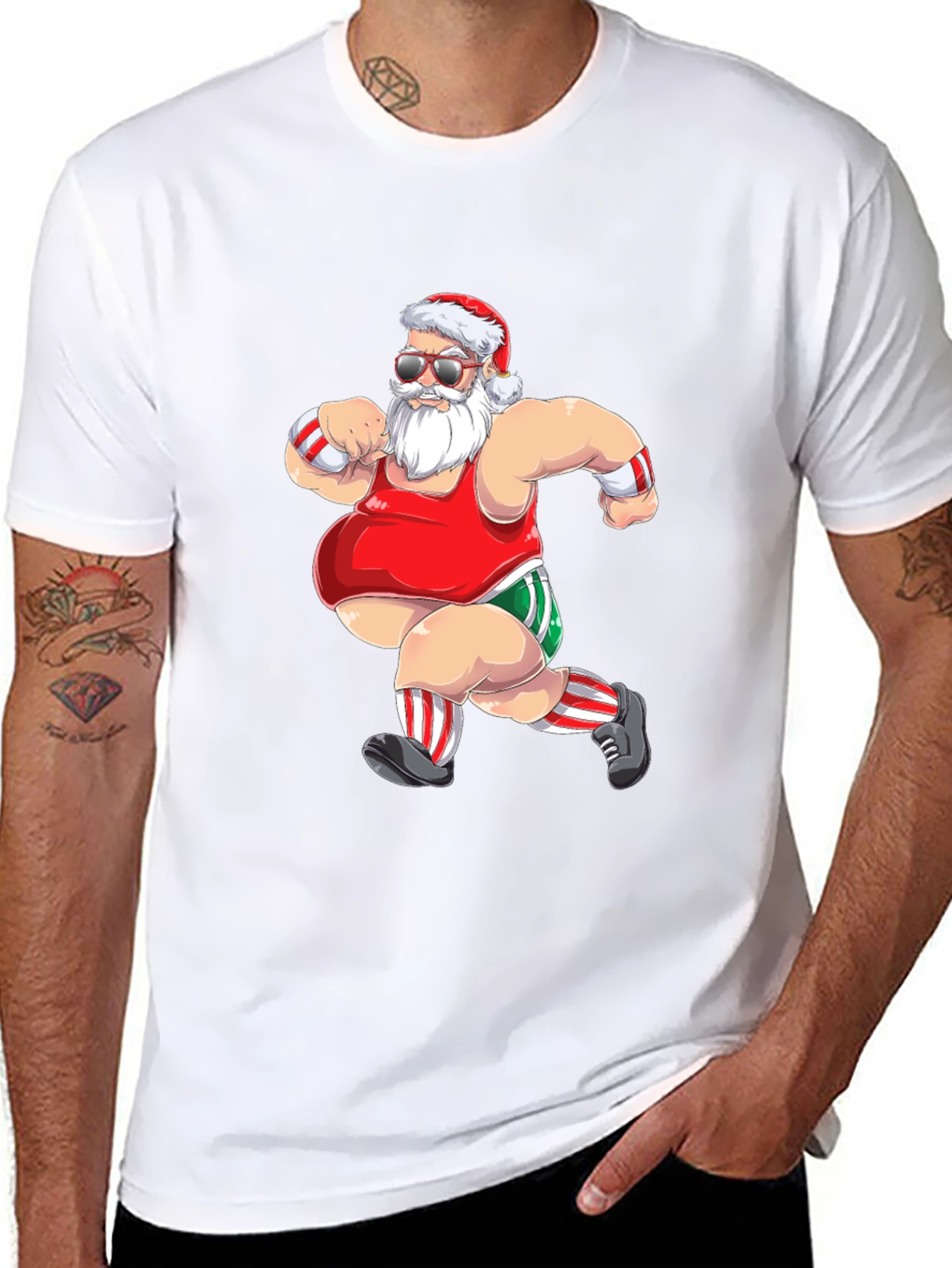 Running Santa Graphic T-Shirt - Black