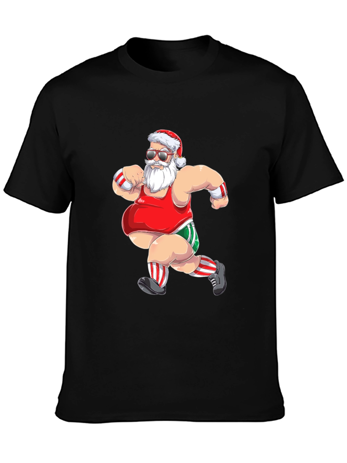 Running Santa Graphic T-Shirt - Black